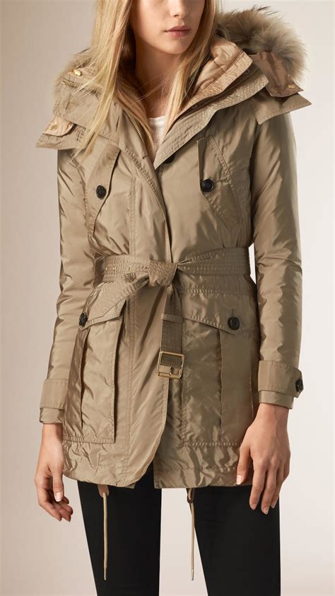 parka with fur hood and down-filled warmer burberry|Detachable Warmer Cotton Parka in Bison .